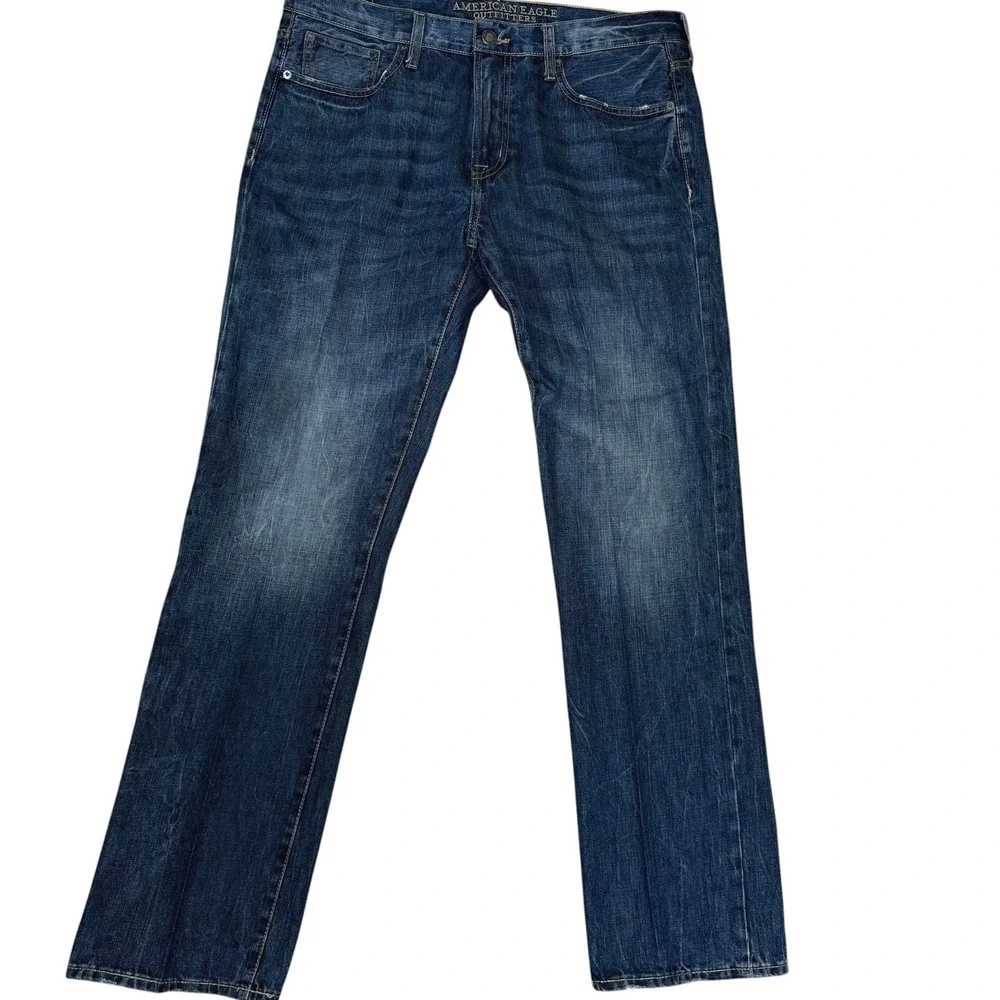 American Eagle Outfitters Mens Original Straight Blue Jeans Medium Wash 36x34